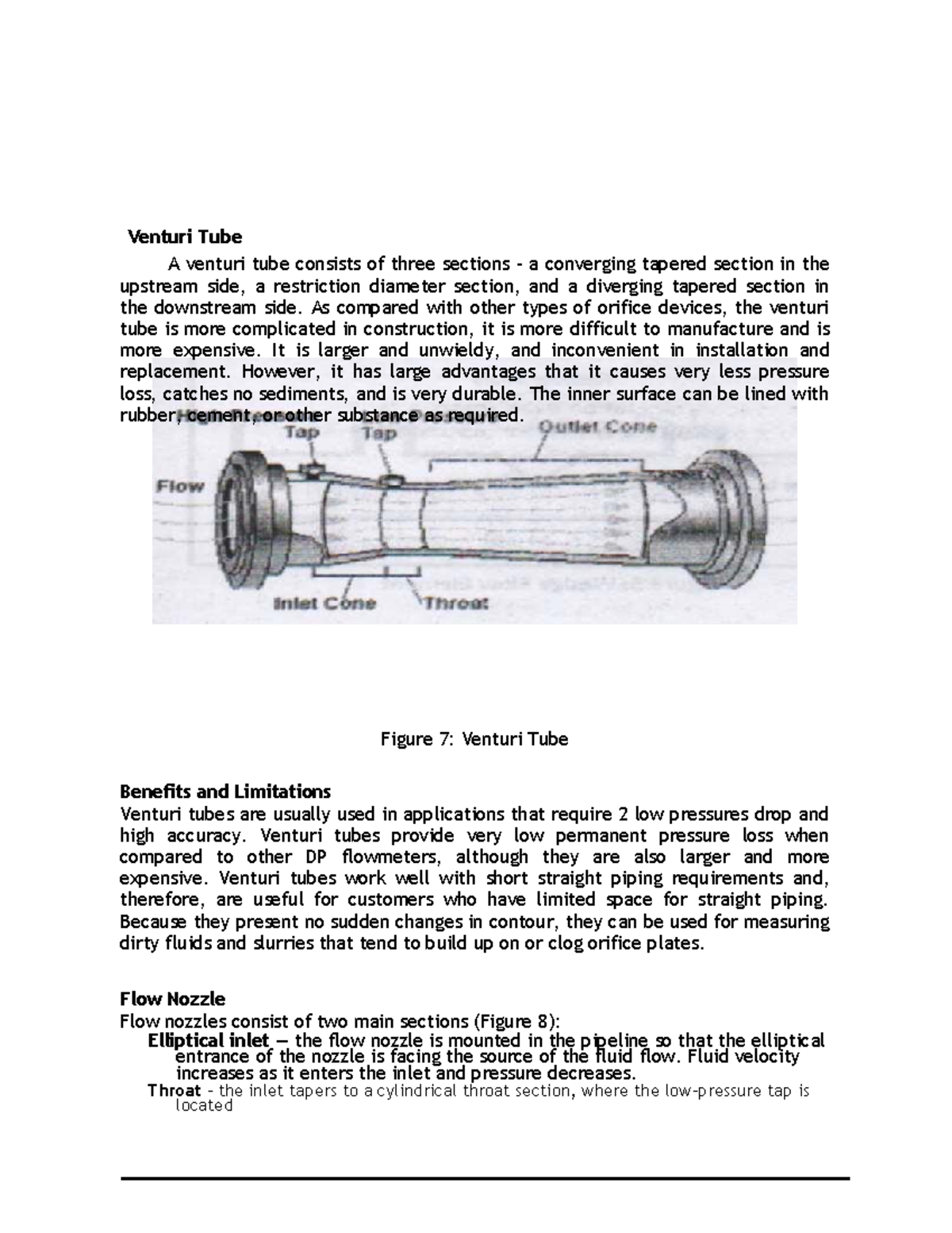 Module 4 Venturi Tube Venturi Tube A venturi tube consists of three