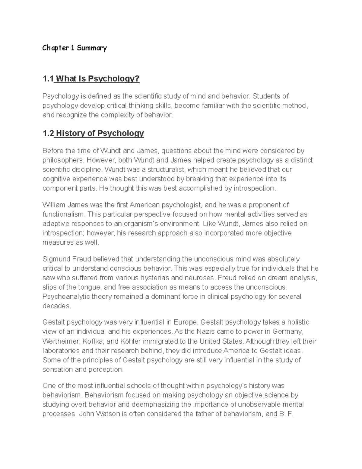 Chapter 1 Summary Psychology in Your Life Chapter 1 Summary 1 What