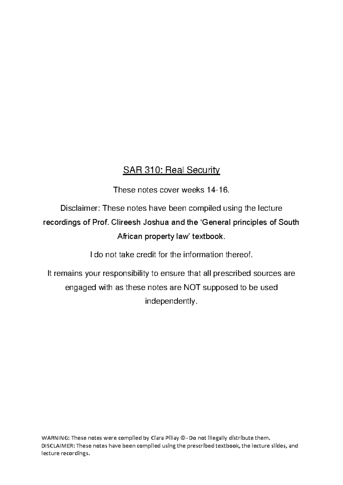 REAL Security notes (final) - WARNING: These notes were compiled by ...