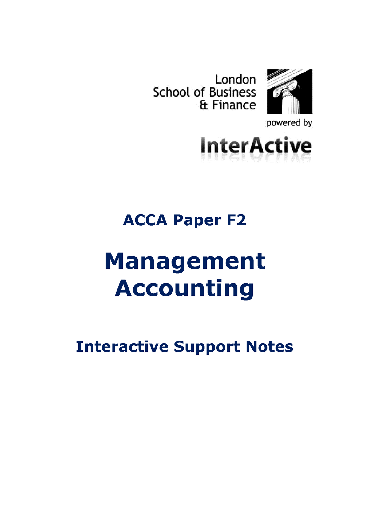 ACCA F2 Video Notes - ACCA Paper F Management Accounting Interactive ...