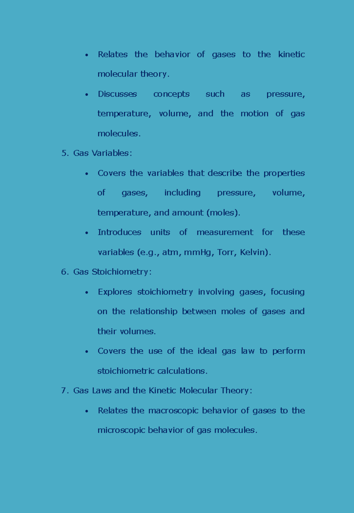 AP Chemistry 8 AP Chemistry 8 Relates The Behavior Of Gases To The