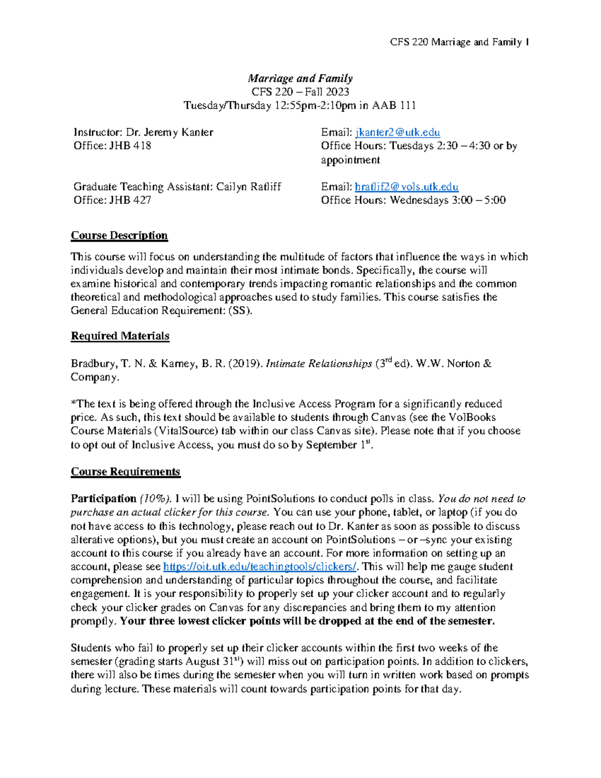 CFS 220 Fall 2023-1 - Course - Marriage and Family CFS 220 – Fall 2023 ...