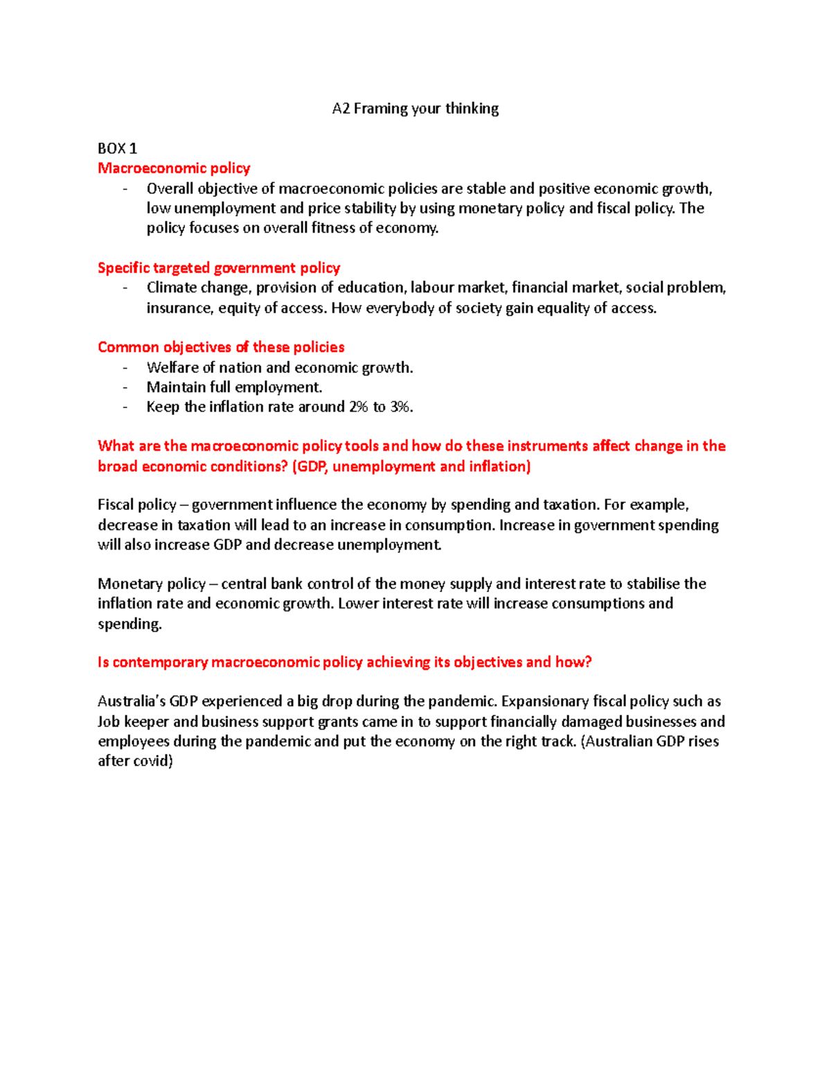 A2 Framing your thinking copy A2 Framing your thinking BOX 1