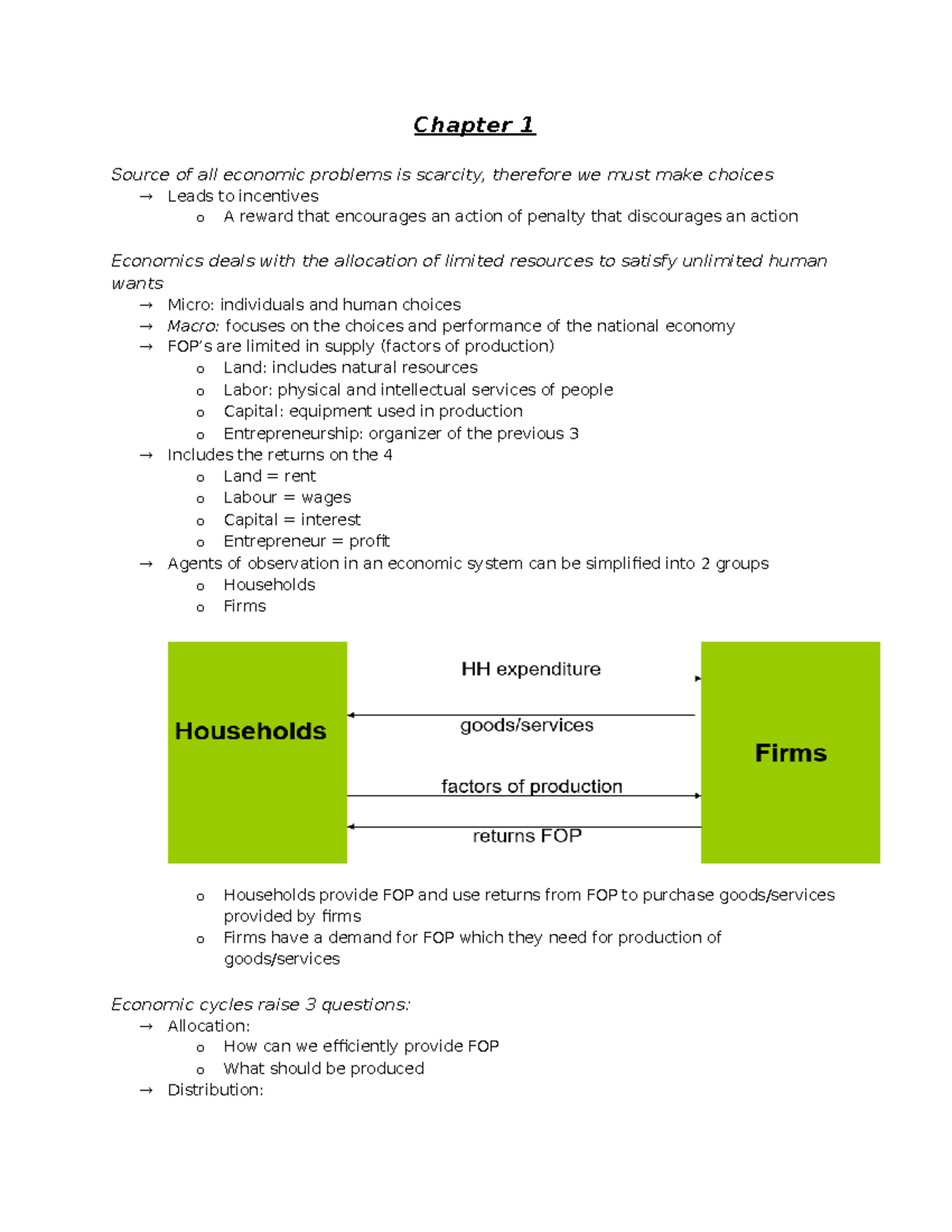 Econ notes 1-4 - Chapter 1 Source of all economic problems is scarcity ...