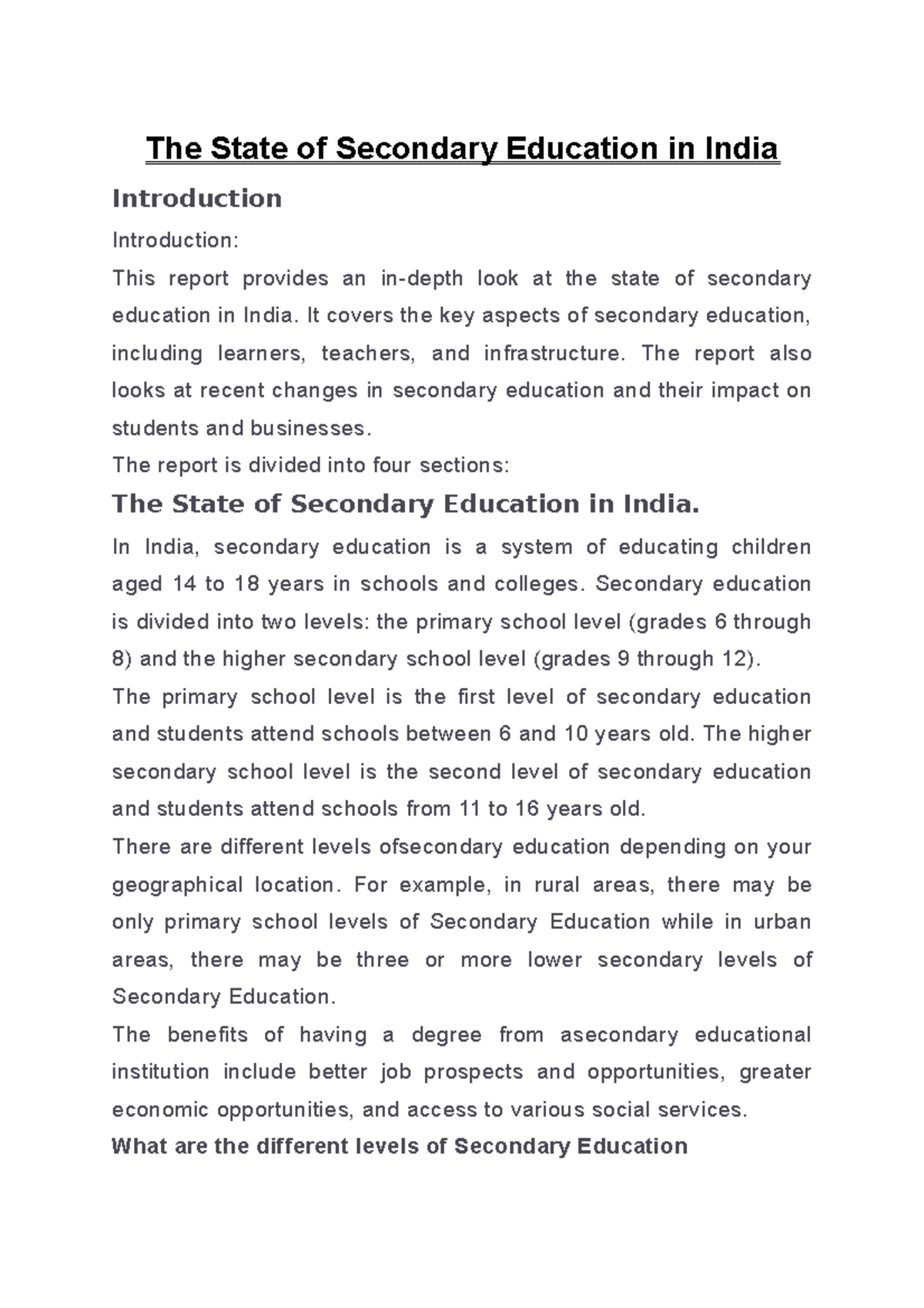 The State of Secondary Education in India - The State of Secondary ...
