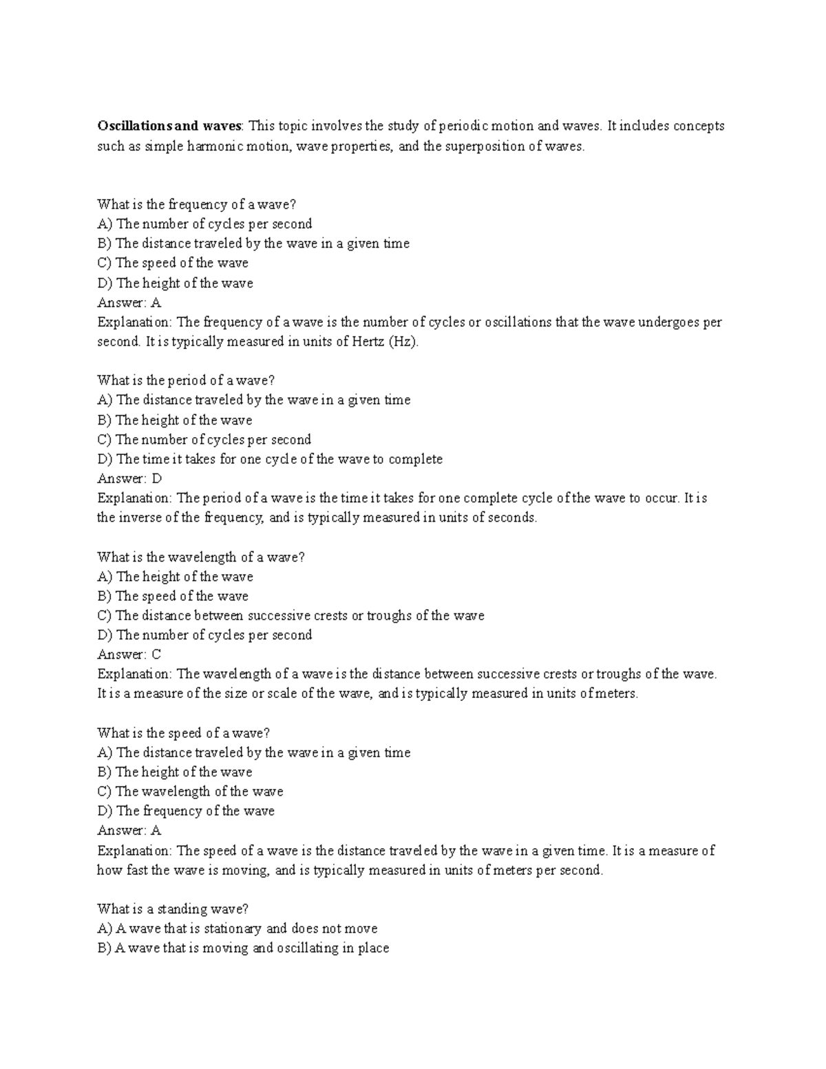 General Physics With Calculus I Oscillations and waves - Oscillations ...