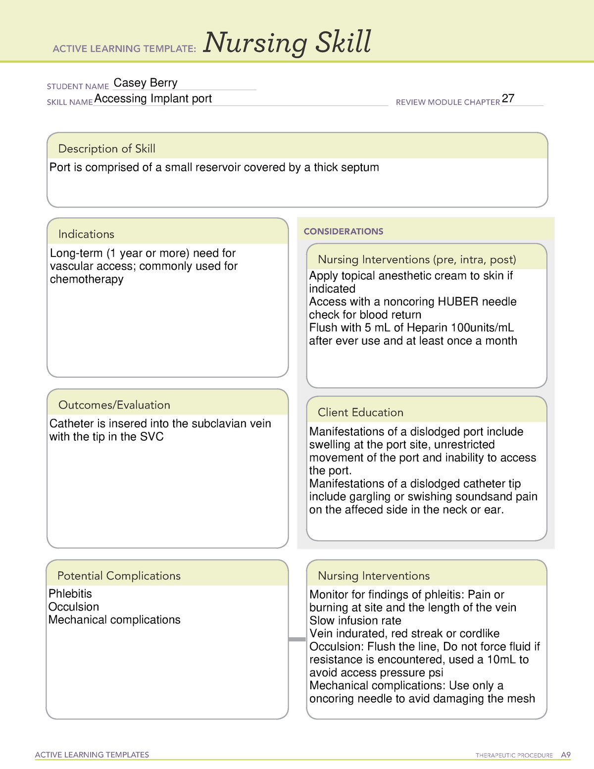 Access Implant port Chapter 27 ATI ALT - ACTIVE LEARNING TEMPLATES ...