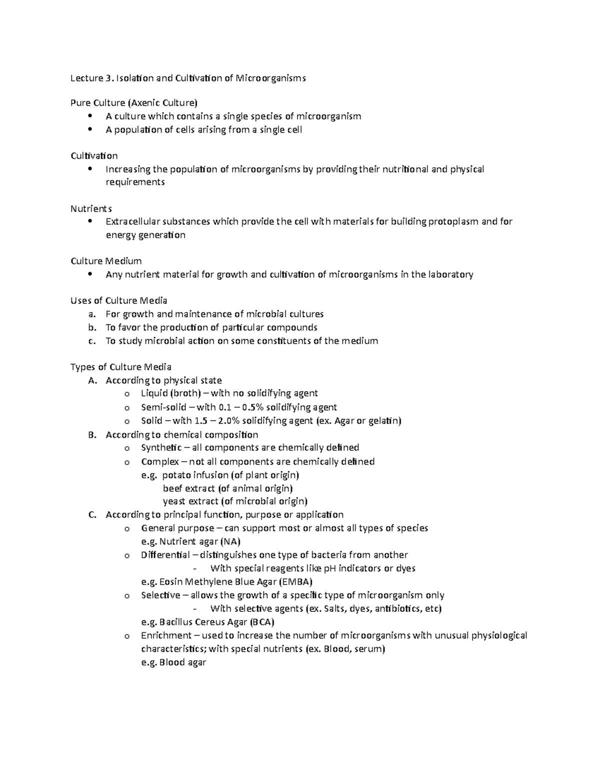 Lecture 3Isolation and cultivationdocx - Lecture 3. Isolation and ...