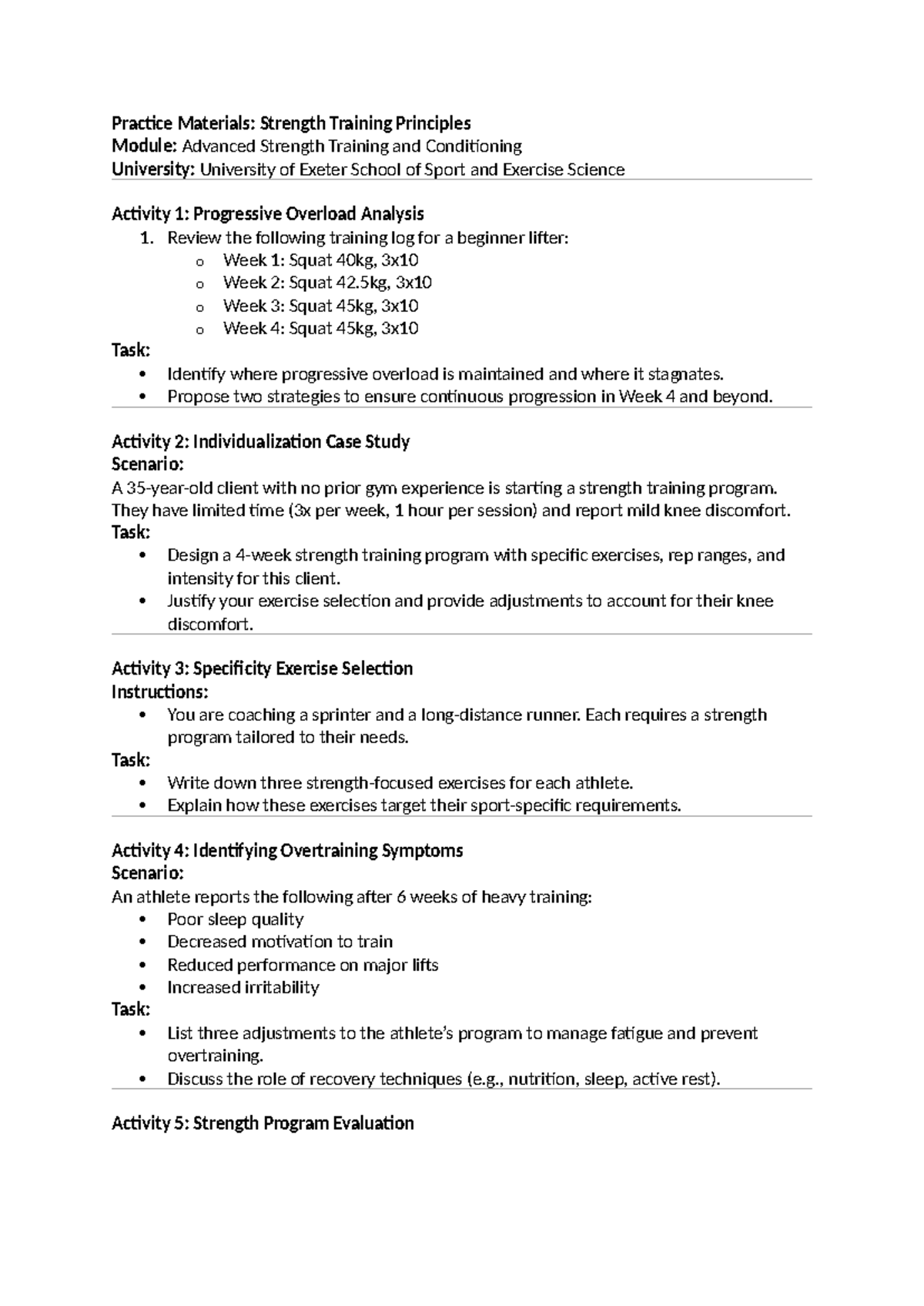 Practice Materials - strength training principles - Practice Materials ...