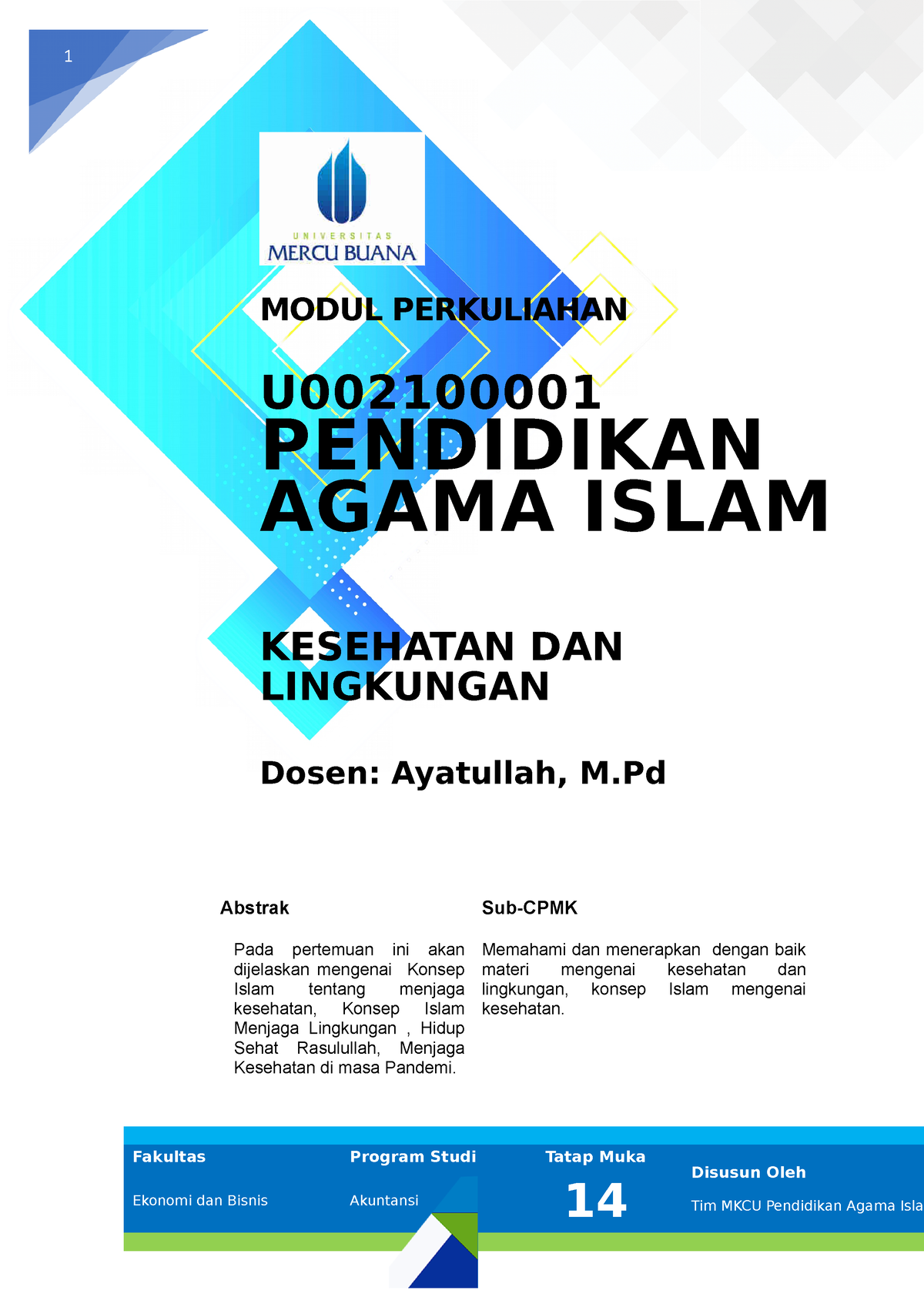 14. Modul - Kesehatan DAN Lingkungan - 1 MODUL PERKULIAHAN U PENDIDIKAN ...