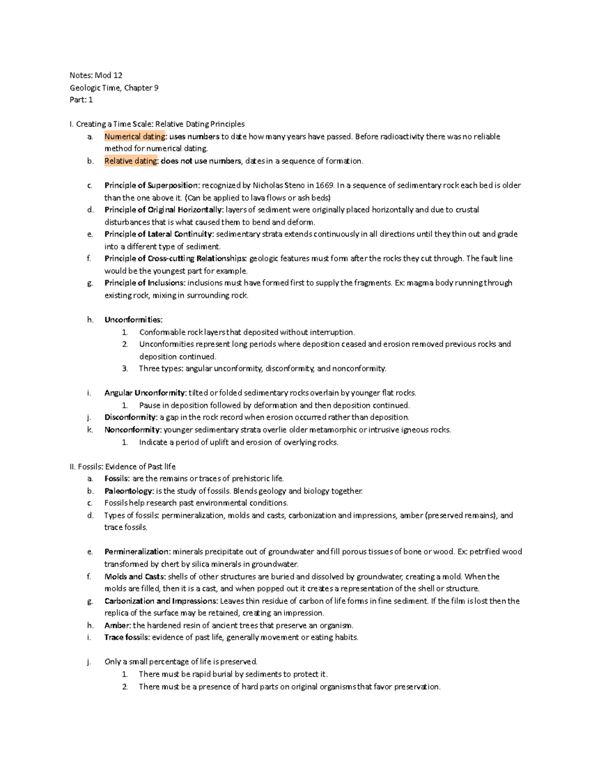 Geology 102 Lecture 12 or Module 12 Notes - Notes: Mod 12 Geologic Time ...