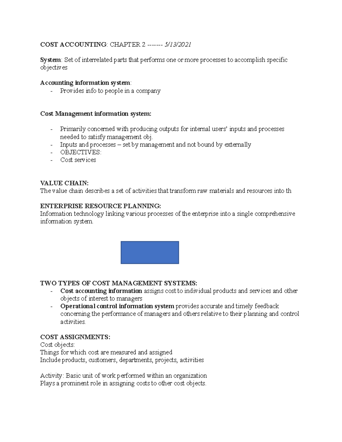 COST Accounting - COST ACCOUNTING : CHAPTER 2 - 5/13/ System : Set of ...