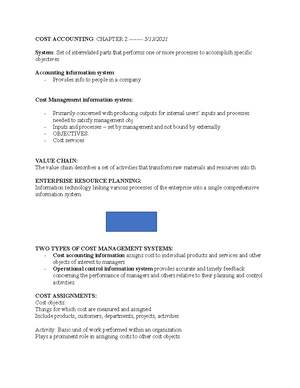Study Guide - COST Accounting - Exam 1 Summer 2021 - STUDY GUIDE ...