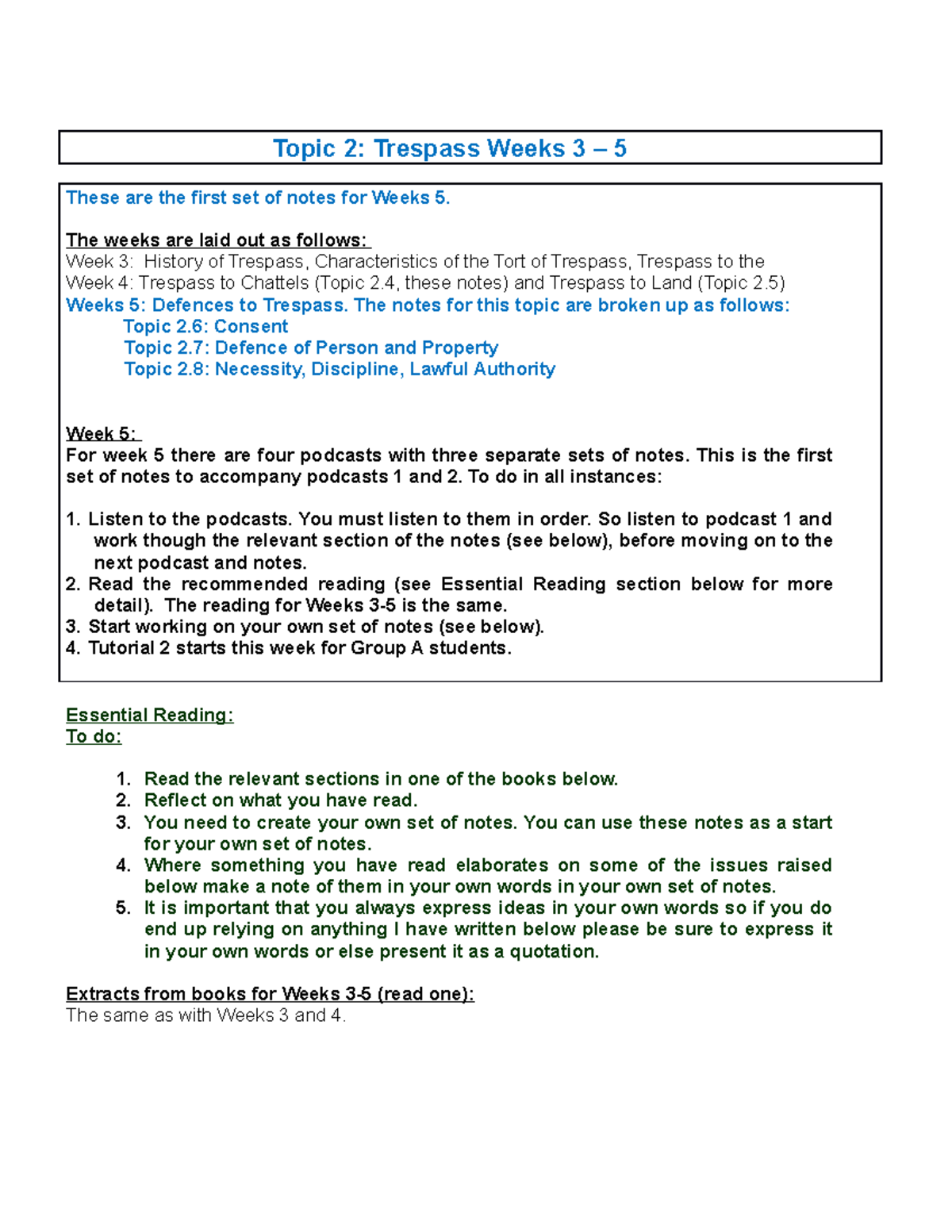 Topic 2.6 Defences Consent Notes to Podcast 1 and 2 Week 5 - Topic 2 ...