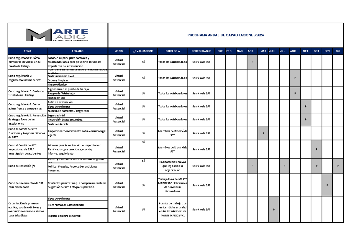 4. Programa Anual DE Capacitaciones 2024 - TEMA TEMARIO MEDIO ...