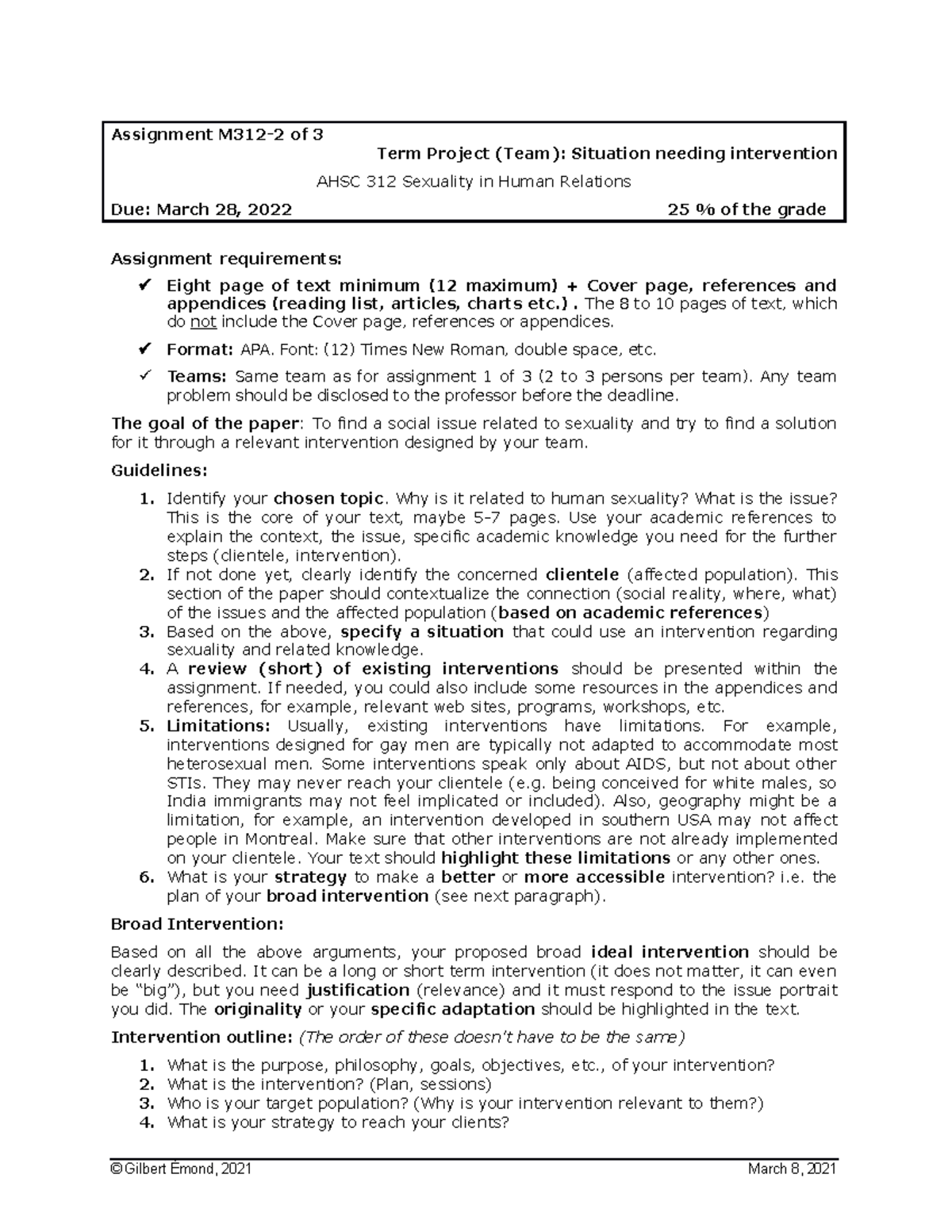 Assignment M312-2 Project analysis and description W2022 - Assignment ...