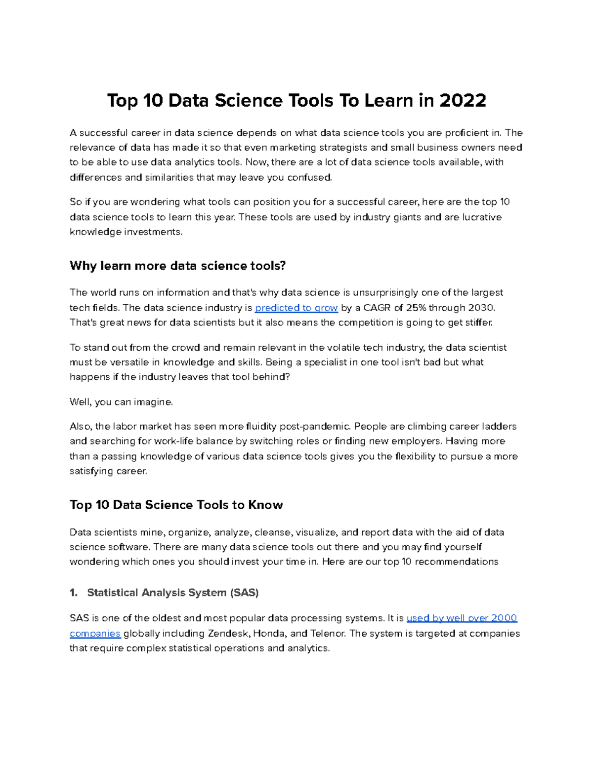 Top 10 Data Science Tools To Learn In 2022 Dmc The Relevance Of Data Has Made It So That 6085