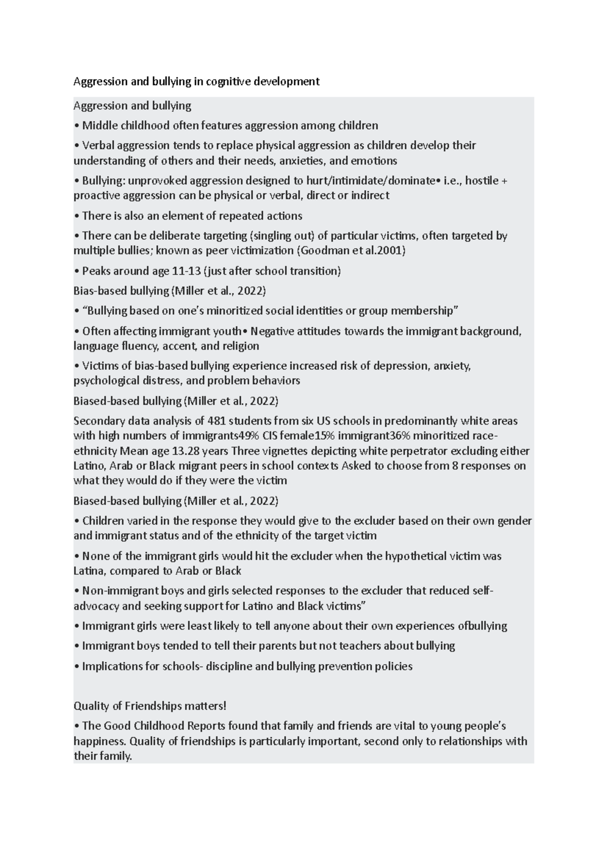 Aggression and bullying in cognitive development - Aggression and ...