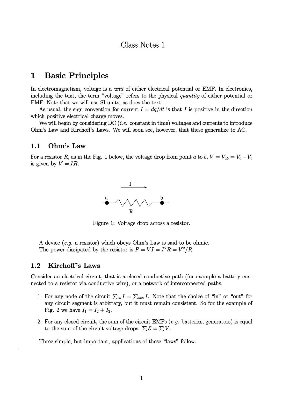 Note1 - Basic Introduction To Electronics, Introducing Circuit Analysis ...