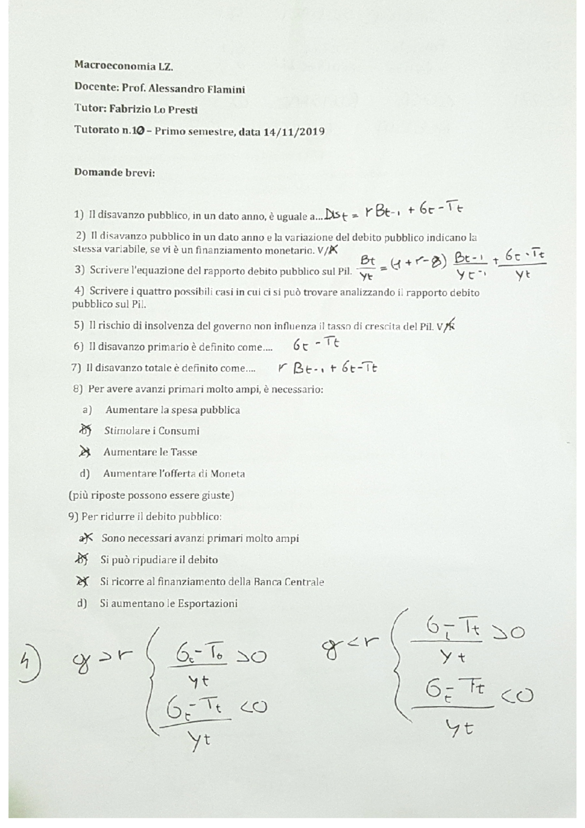 Soluzione Tutorato Esercitazione Macroeconomia Lz Studocu