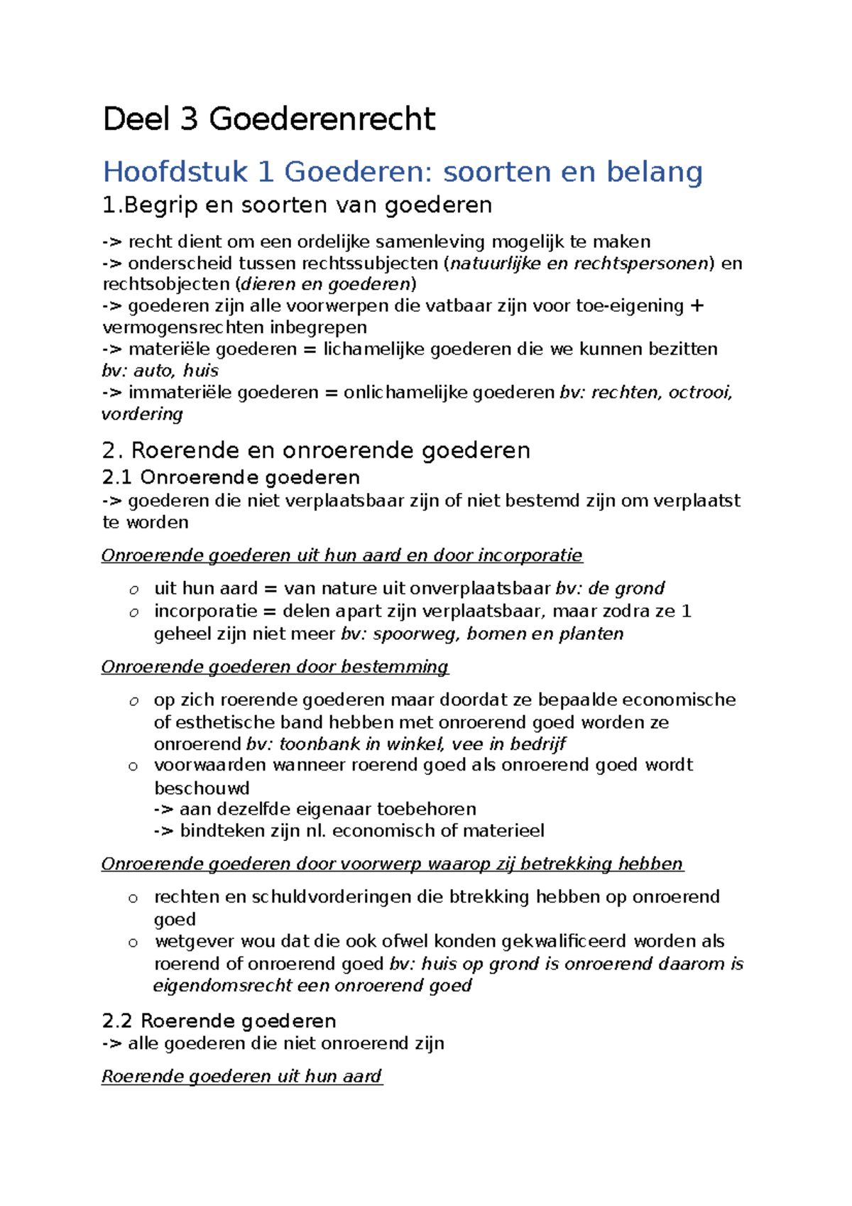 Deel 3 Goederenrecht - Deel 3 Goederenrecht Hoofdstuk 1 Goederen ...