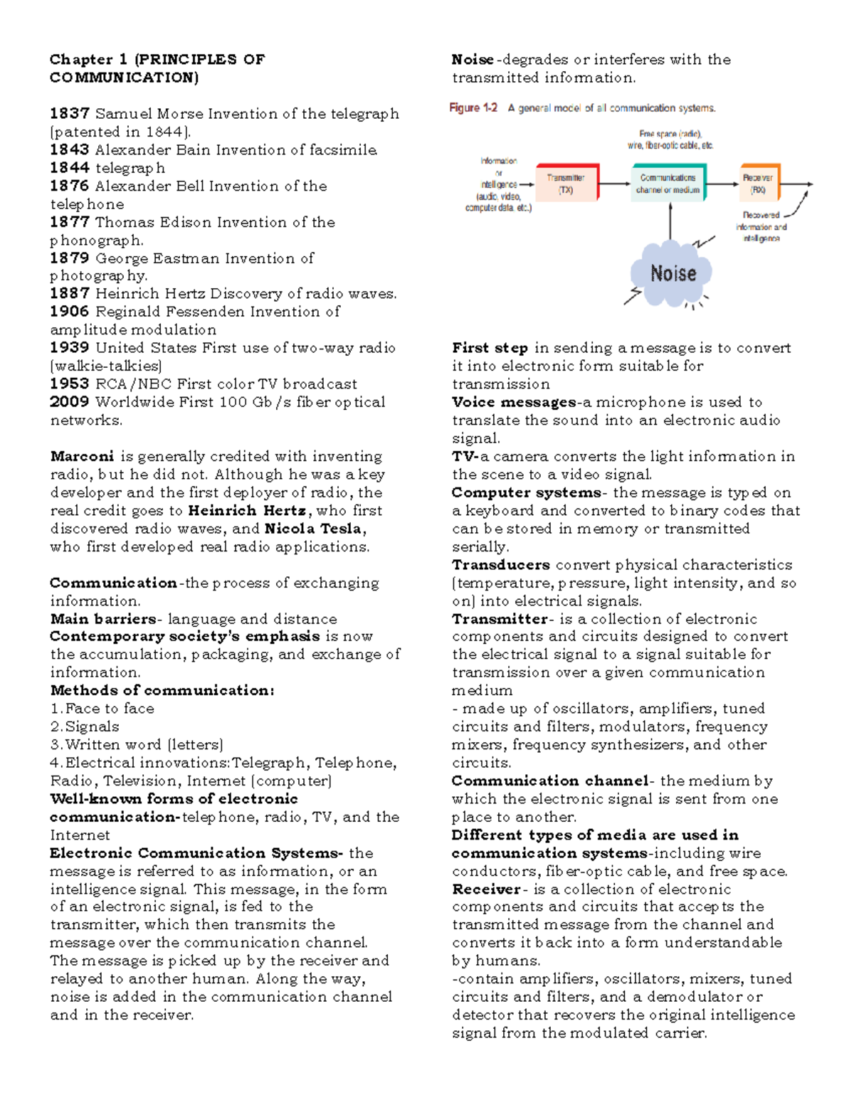 Chapter-1 - handout - Chapter 1 (PRINCIPLES OF COMMUNICATION) 1837 ...