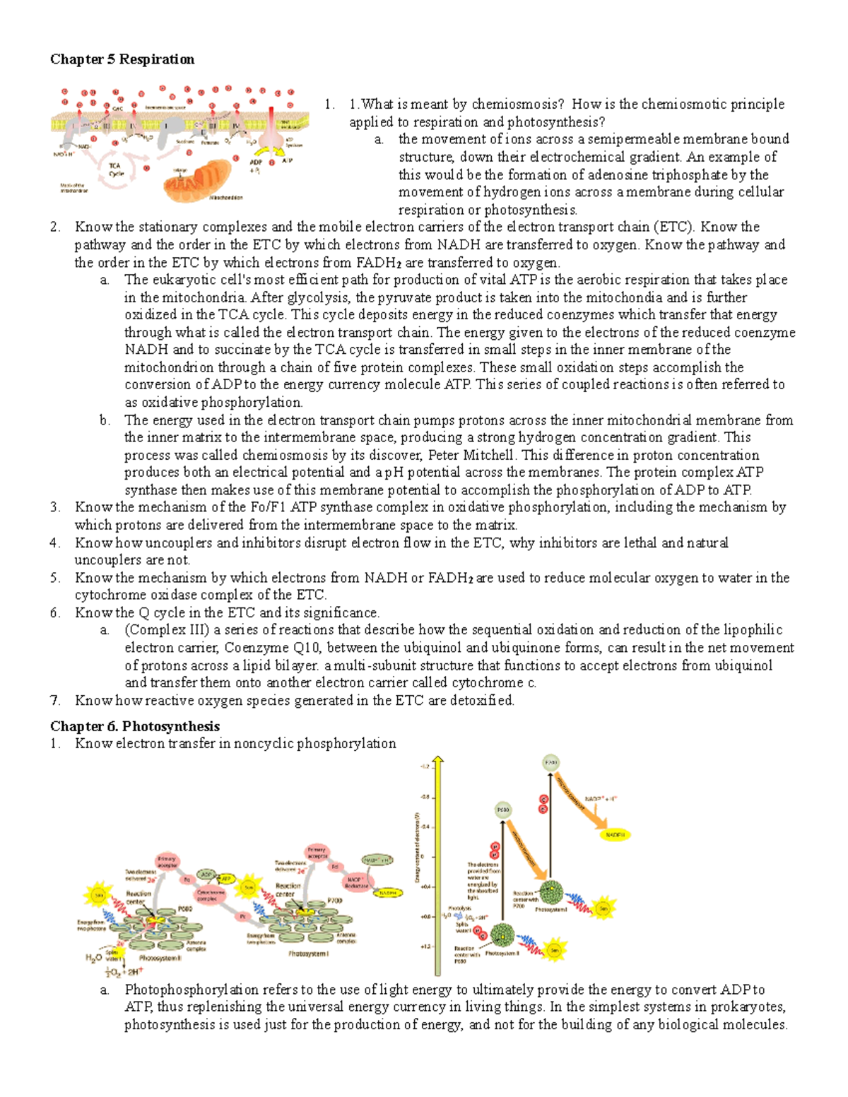 BIOL212 Study Guide 2 - concepts, notes, and flowcharts on Respiration ...