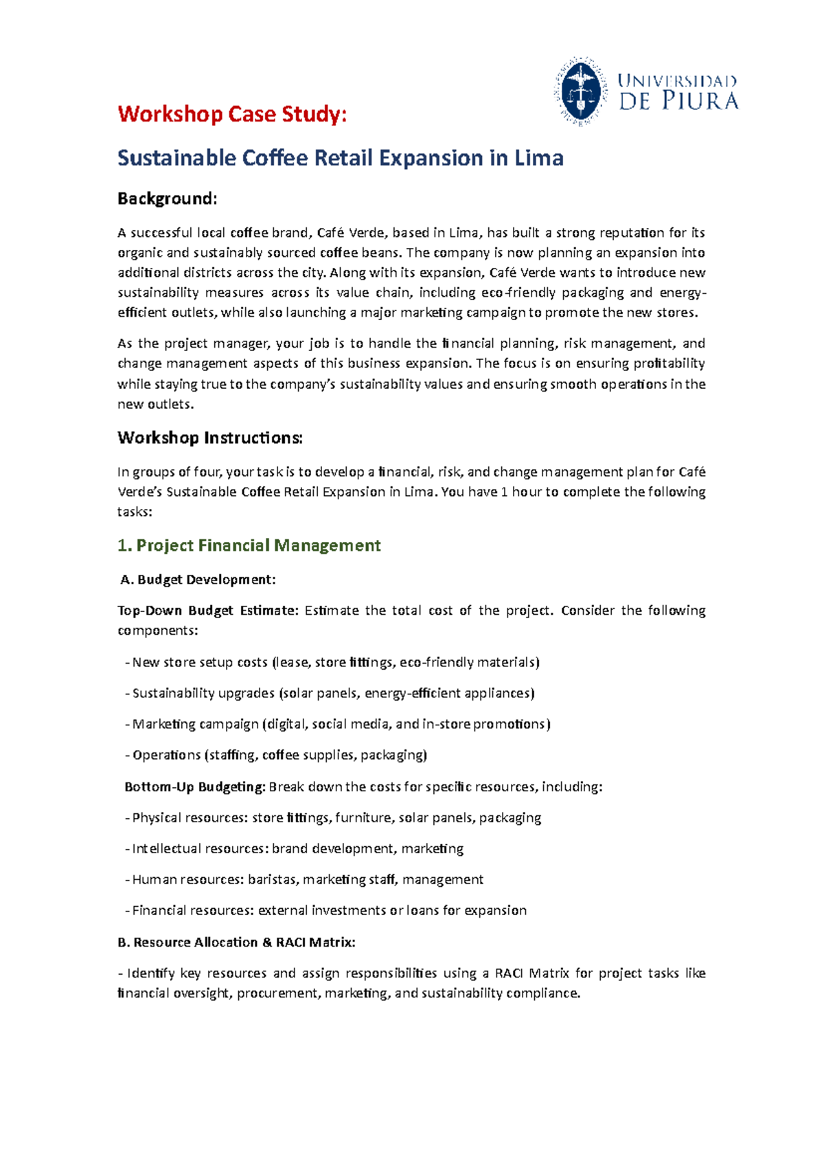 Case Study 4 Financial Risk Change Management - Workshop Case Study ...