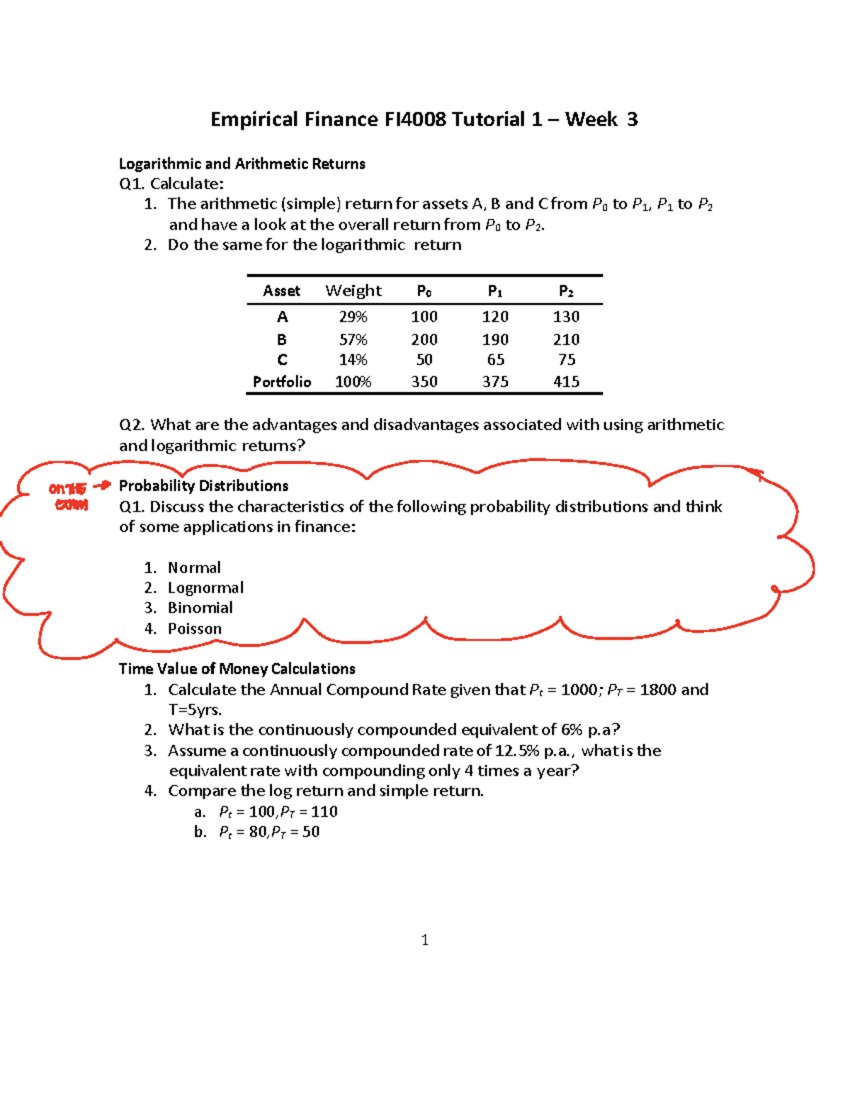 Tutorial 1 Week 3 FI4008 - 1 Empirical Finance FI4008 Tutorial 1 – Week ...