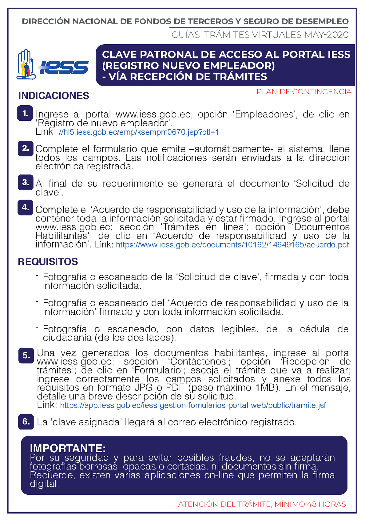 Guia Tramites Virtuales Iess DirecciÓn Nacional De Fondos De Terceros Y Seguro De Desempleo 6064