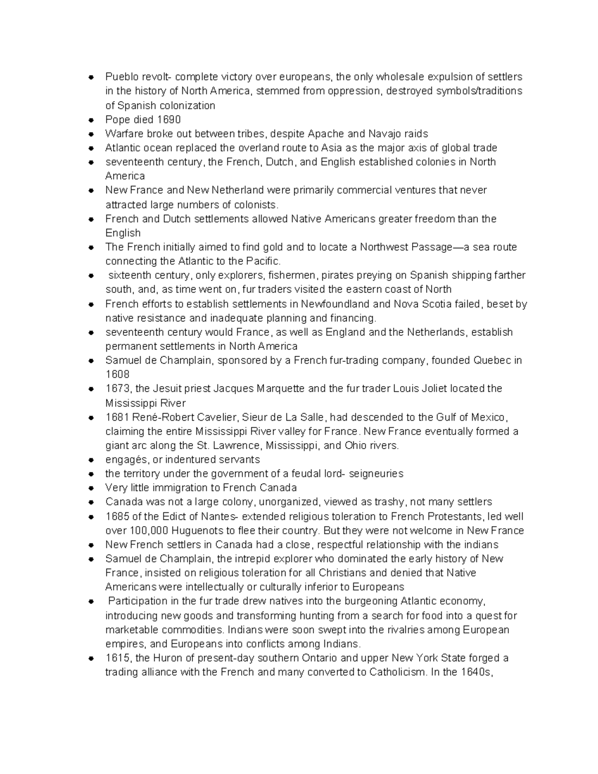 Apush 2 unit 2 Pueblo revolt complete victory over europeans, the