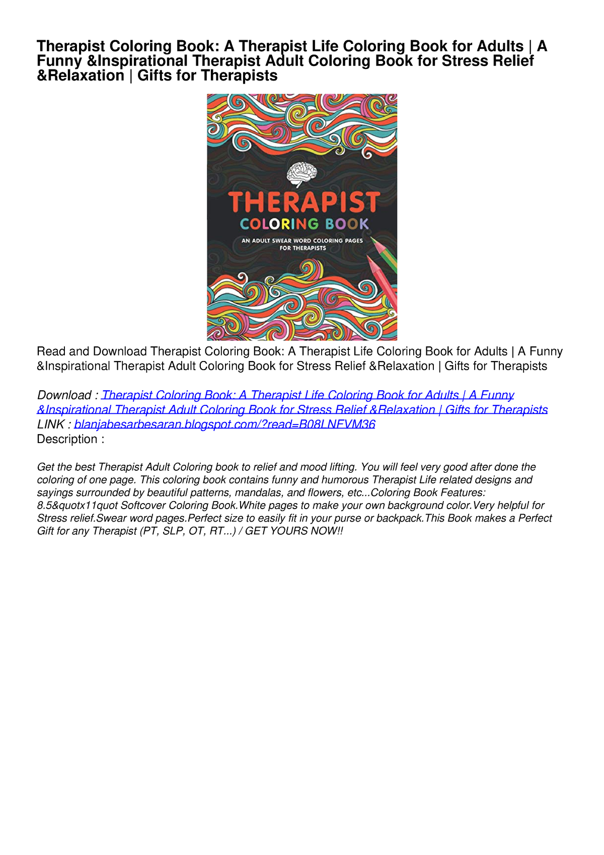 Pdf Therapist Coloring Book A Therapist Life Coloring Book For Adults A Blogspotread 