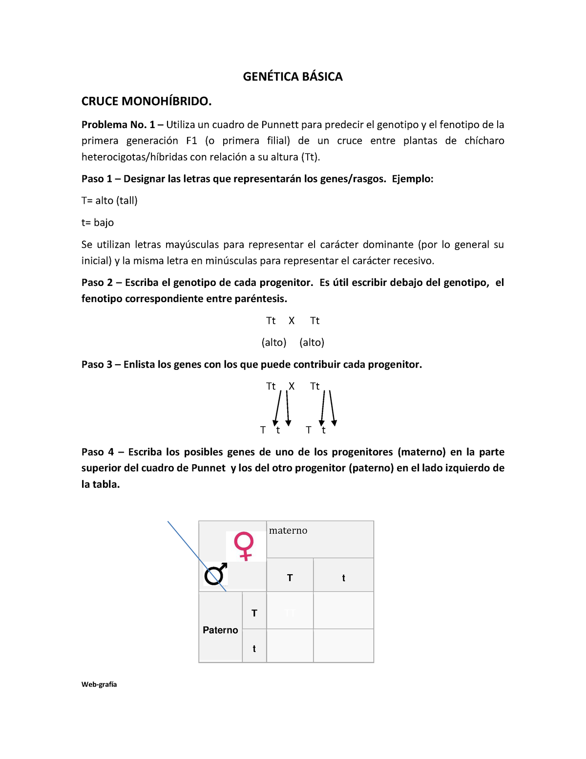 Ejercicios DE Genética Básica - GEN.. B¡SICA CRUCE MONOHÕBRIDO ...