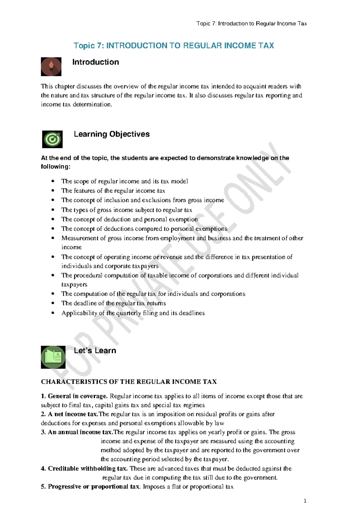 Topic 7 - Introduction-to-Regular-Income-tax - Topic 7: INTRODUCTION TO ...