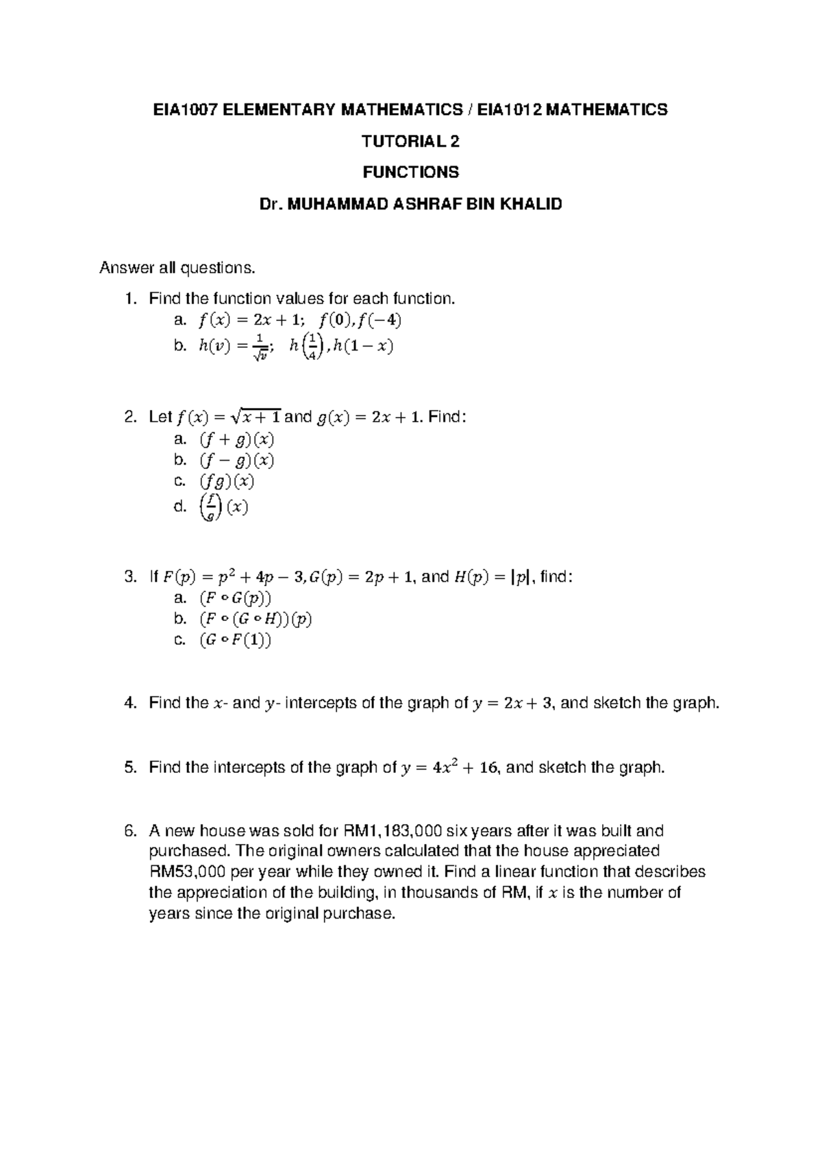2022.04.05 EIA1012 Tutorial 2 - EIA1007 ELEMENTARY MATHEMATICS ...
