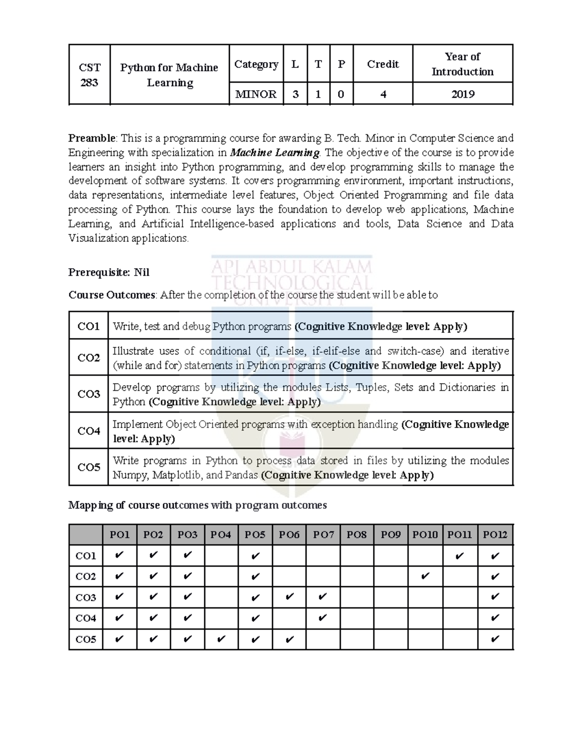 CST283 KQB Ktu Qbank COMPUTER SCIENCE AND ENGINEERING Preamble