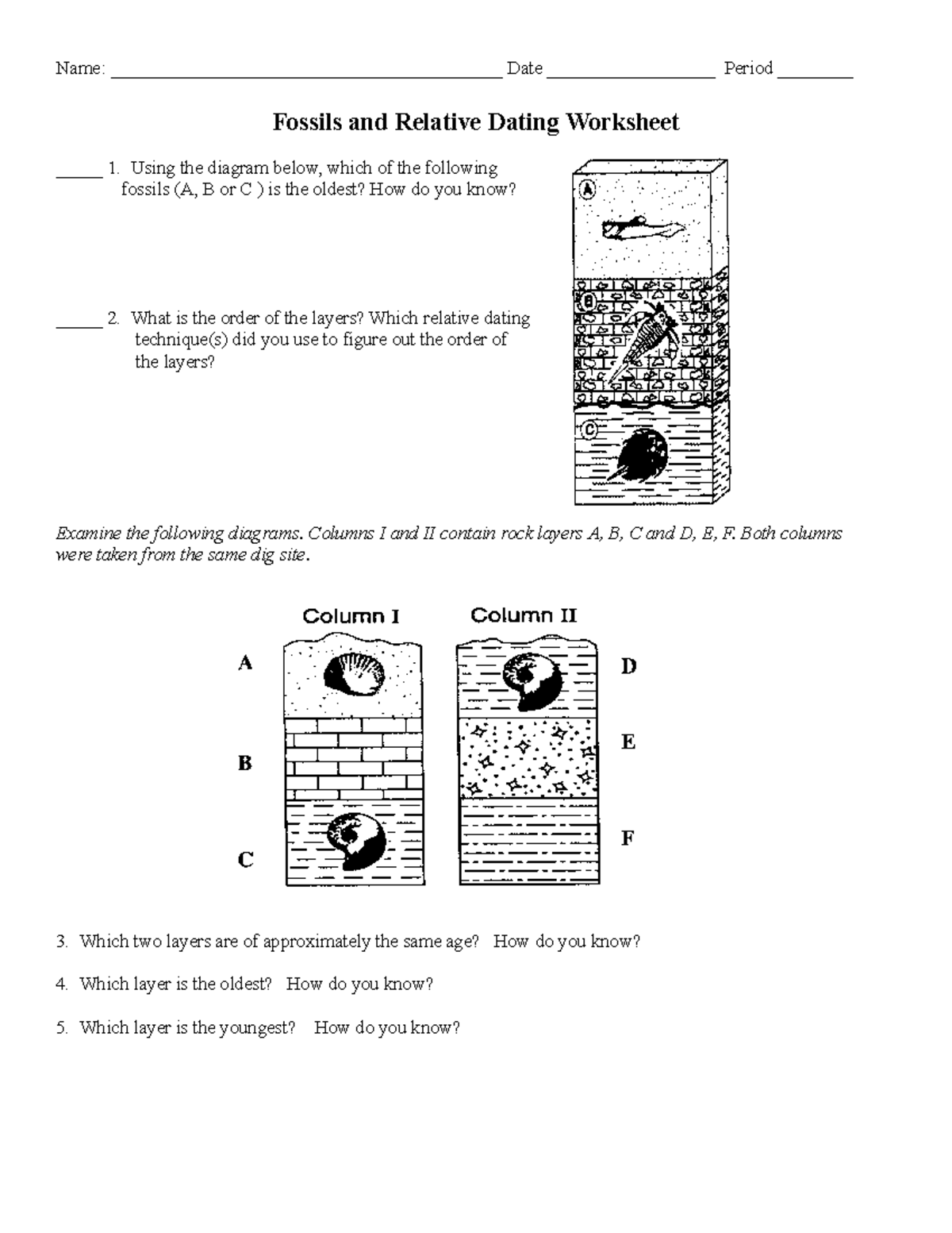 Relative Dating Worksheet - Name: Date - Studocu