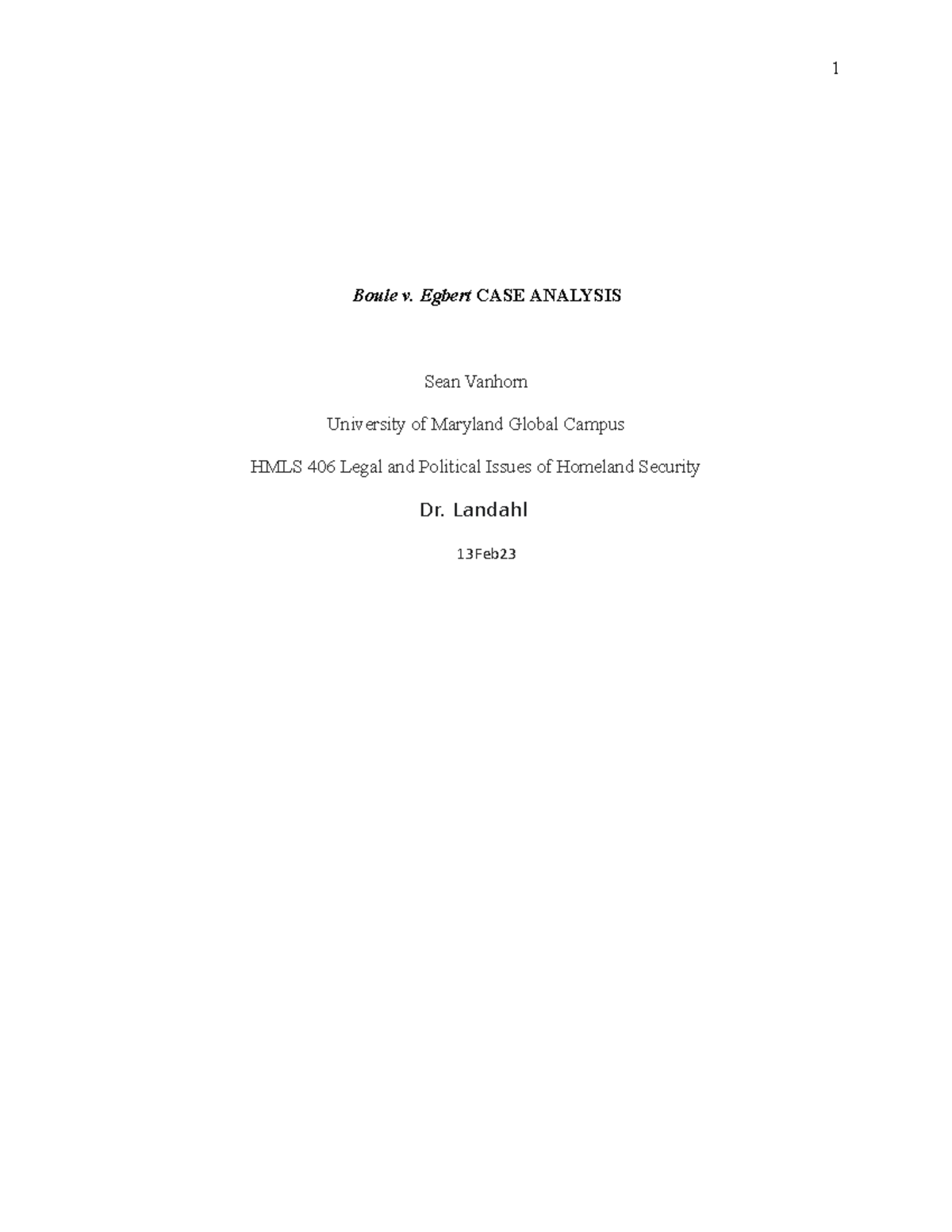 Boule v. Egbert CASE Analysis Boule v. Egbert CASE ANALYSIS Sean