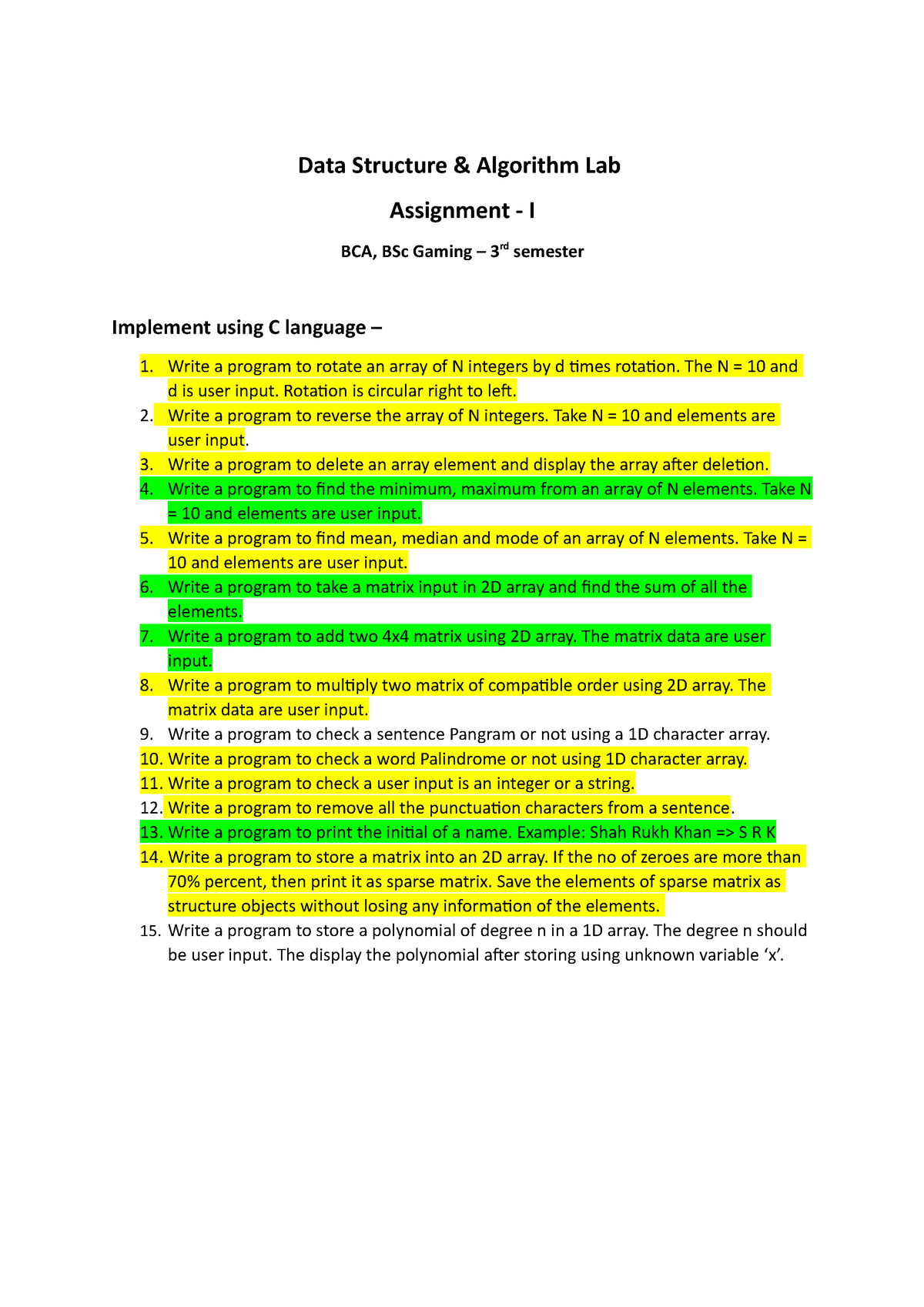 data structure lab assignment