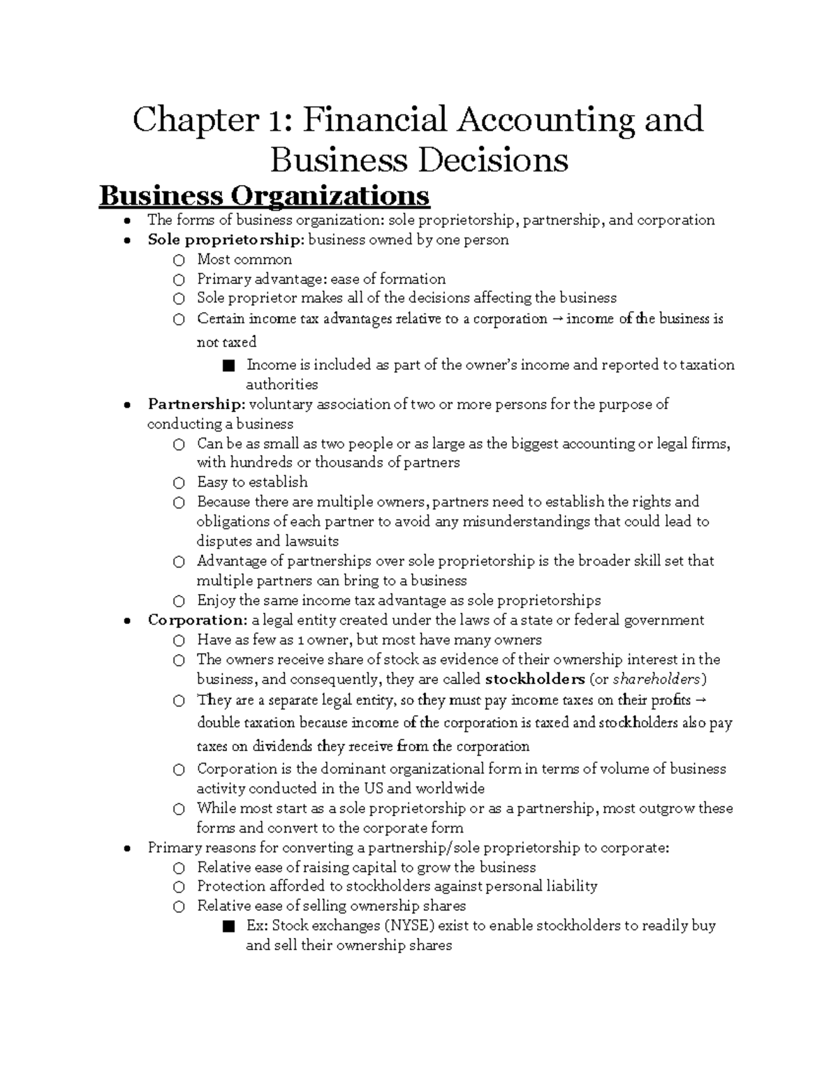 MBC Chapter 1 Financial Accounting And Business Decisions - Chapter 1 ...