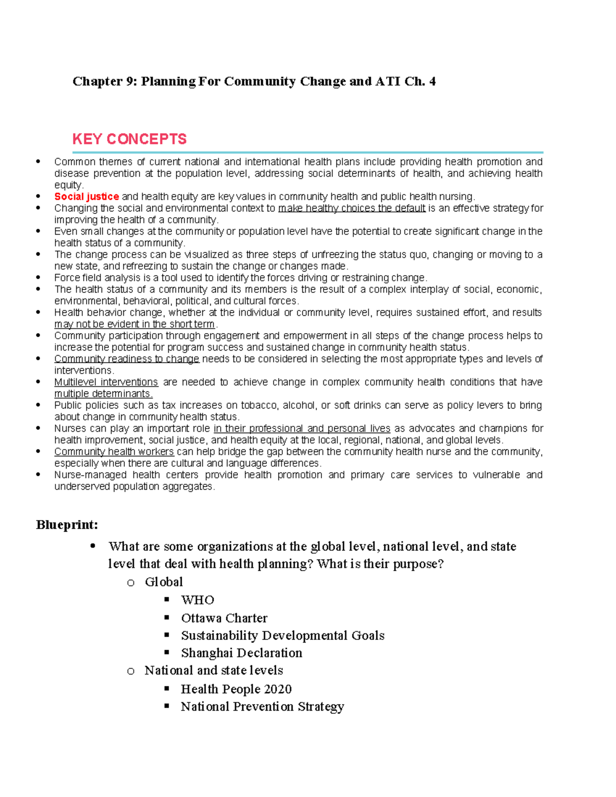 Chapter 9 Blueprint copy - Chapter 9: Planning For Community Change and ...