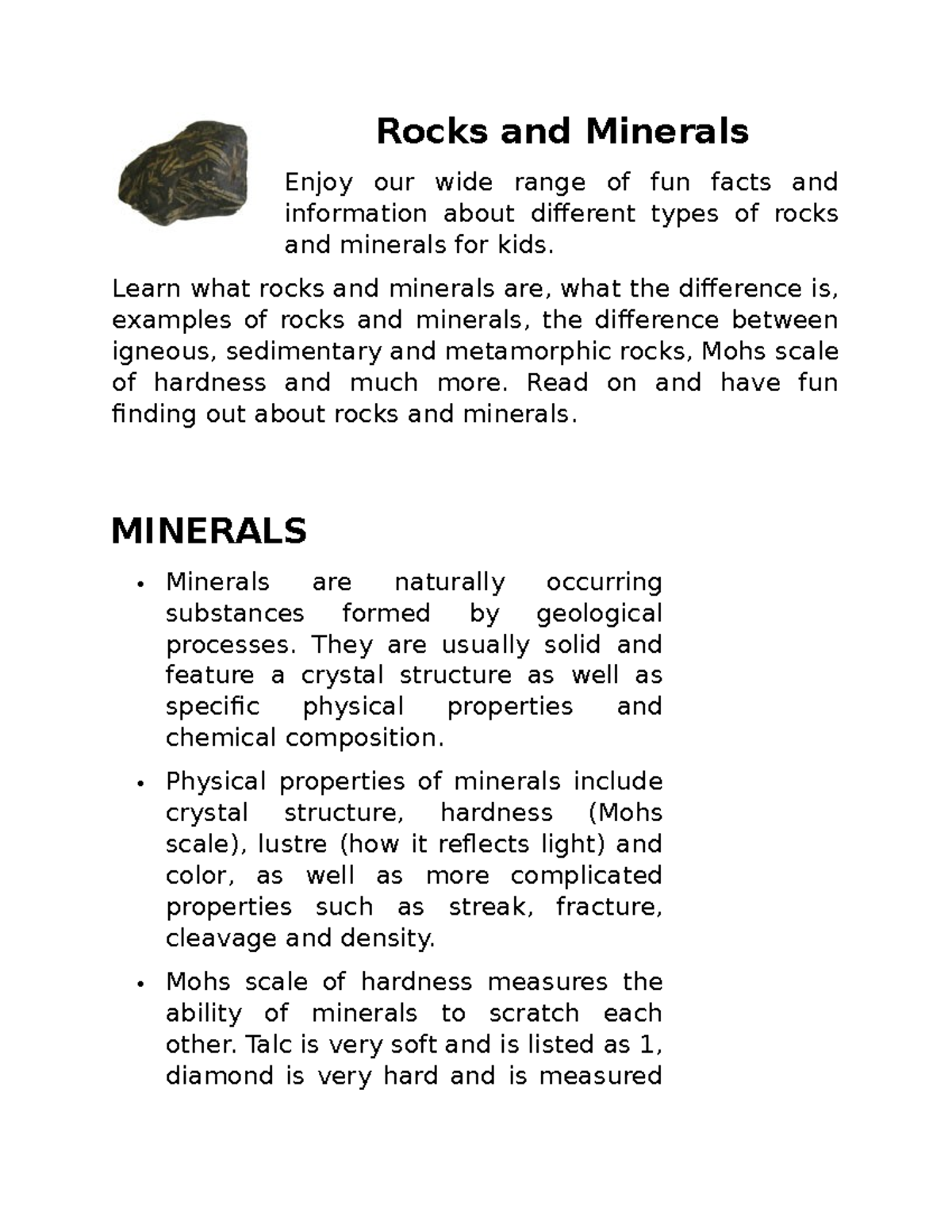 Rocks and Minerals - electiva - Rocks and Minerals Enjoy our wide range ...