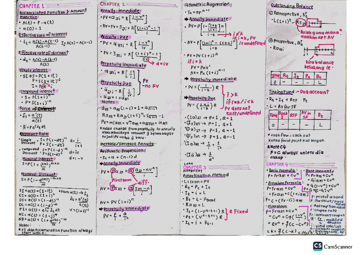 Formula - CHAPTER 1 CHAPTER 2 Geometric Progression outstanding Balance ...