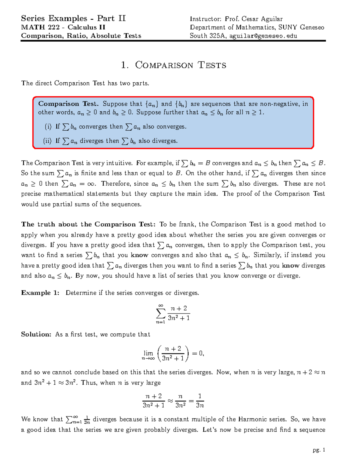 Series-limit-theorems-examples-Part 2 - Series Examples - Part II MATH ...