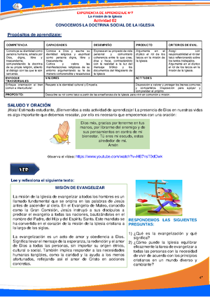 Activ. 01- 2° - FICHA - 2 ° Experiencia de aprendizaje n° 7 ...