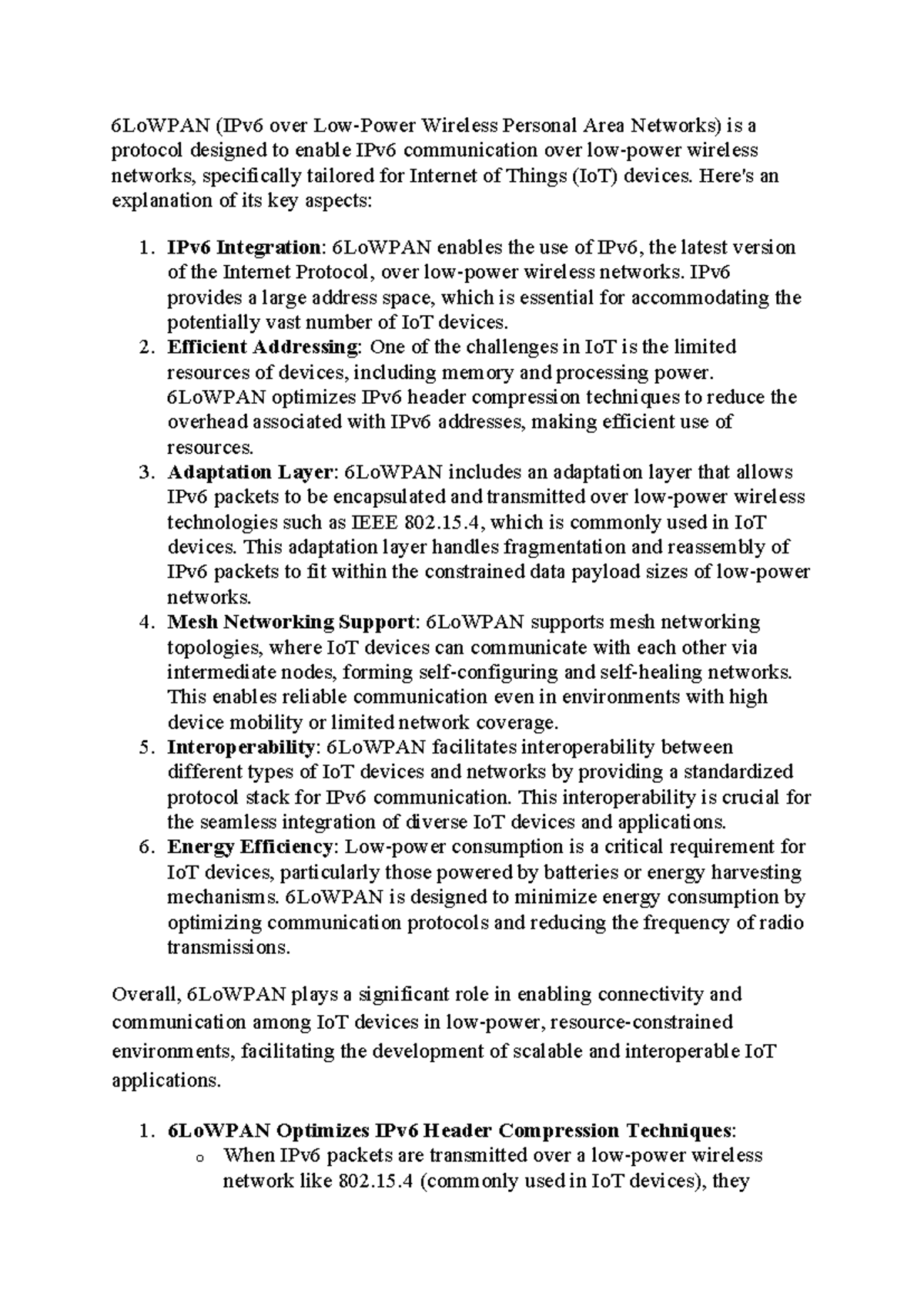 6Lo WPAN - 6LoWPAN (IPv6 over Low-Power Wireless Personal Area Networks ...