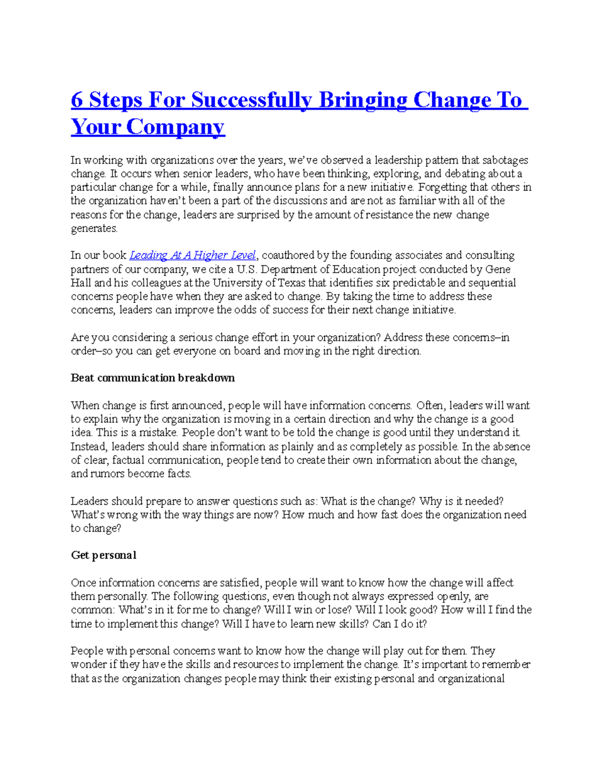 6 Steps For Successfully Bringing Change To Your Company - Principles ...