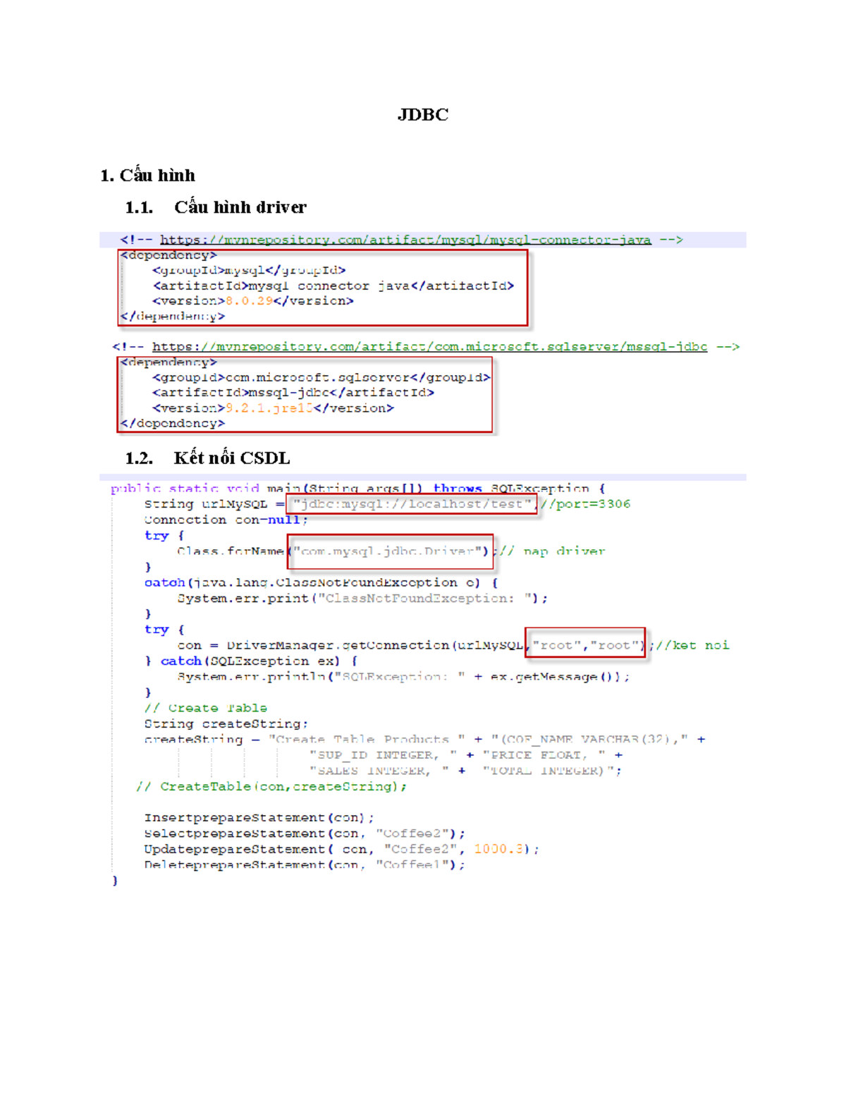 Labs06-JDBC-SQL Server - JDBC Cấu hình Cấu hình driver Kết nối CSDL ...