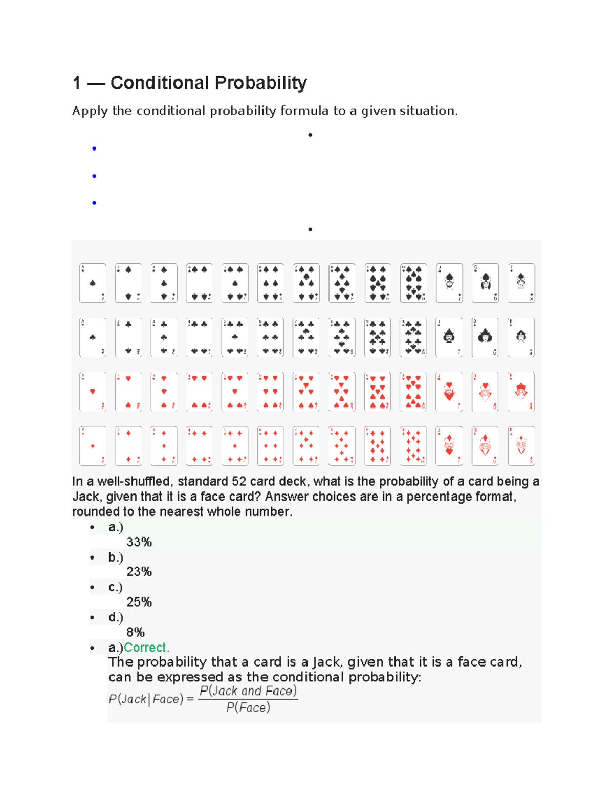 Sohpia unit 3.3 challenge 2 - 1 — Conditional Probability Apply the ...