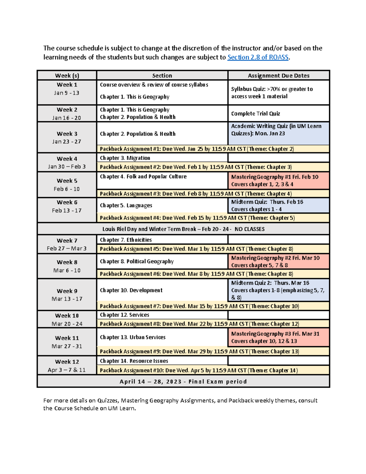 Geog1280 Course Schedule - The course schedule is subject to change at ...